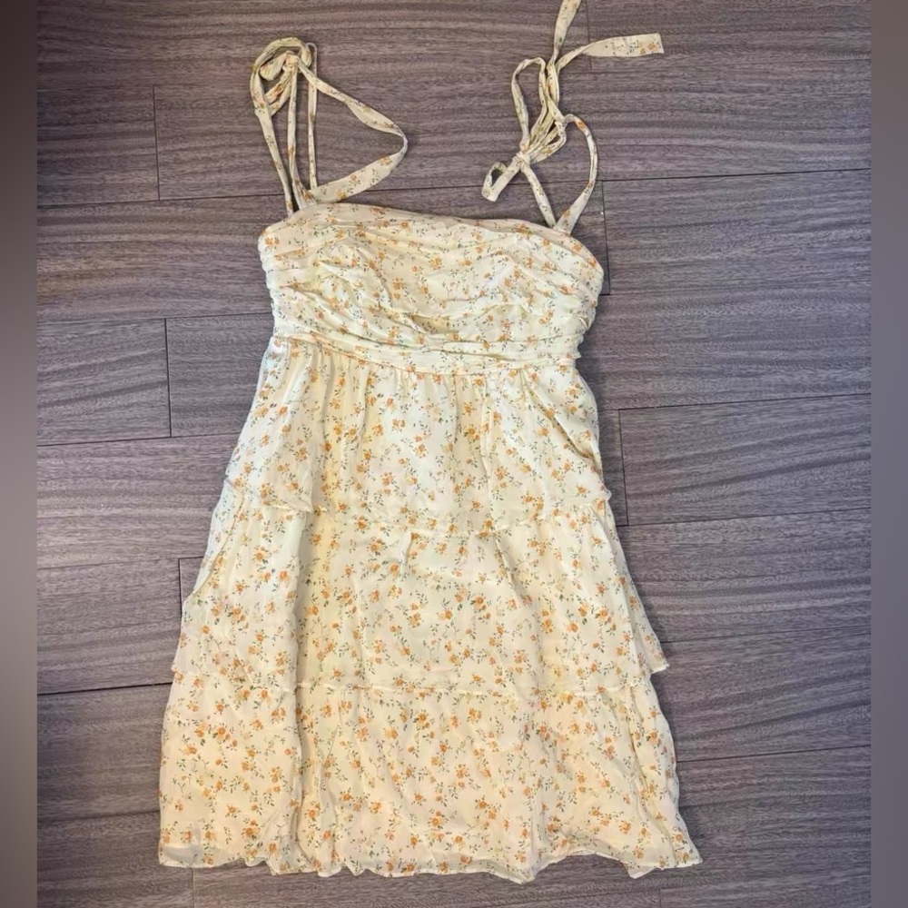 Reformation Yellow Floral Tie-Strap Sundress